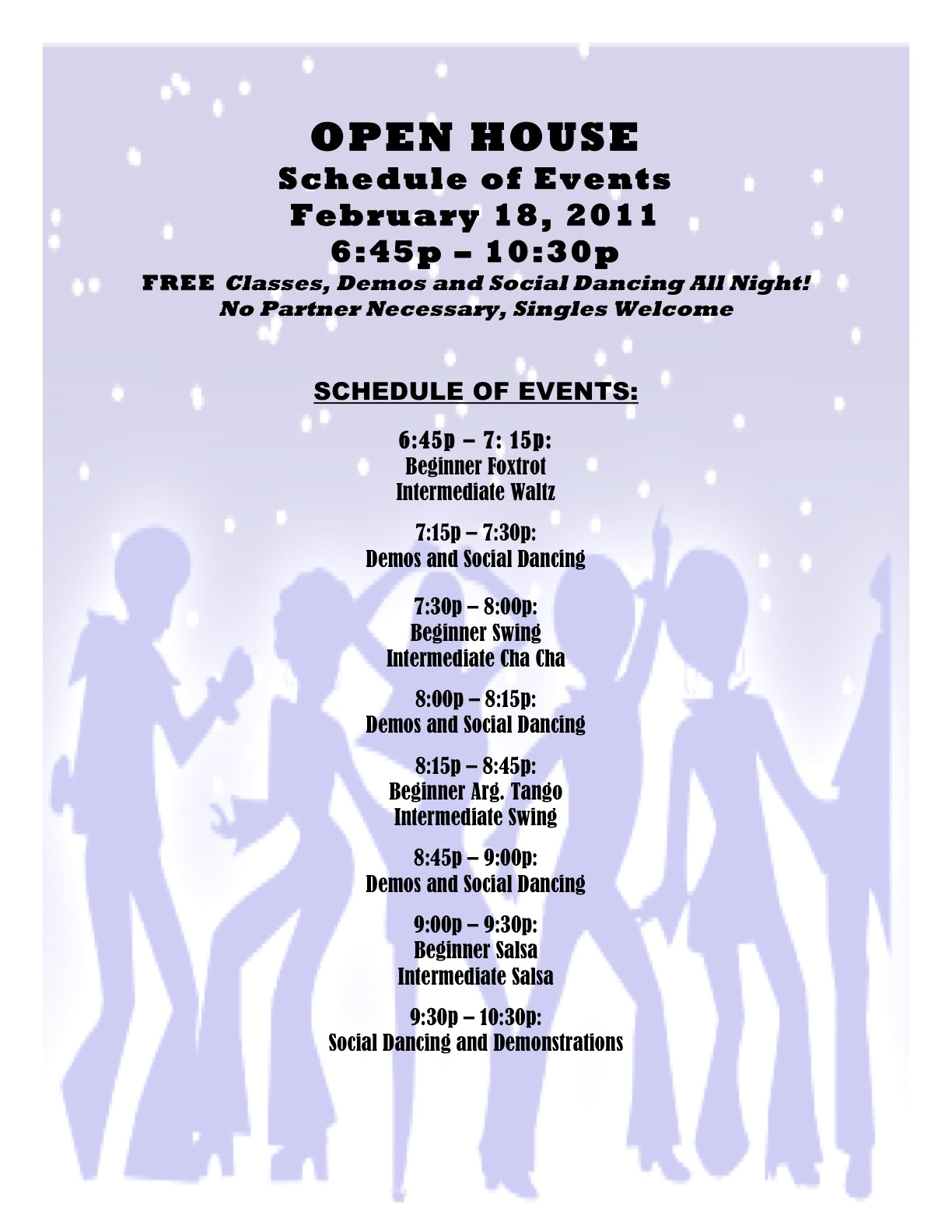 Open House Schedule