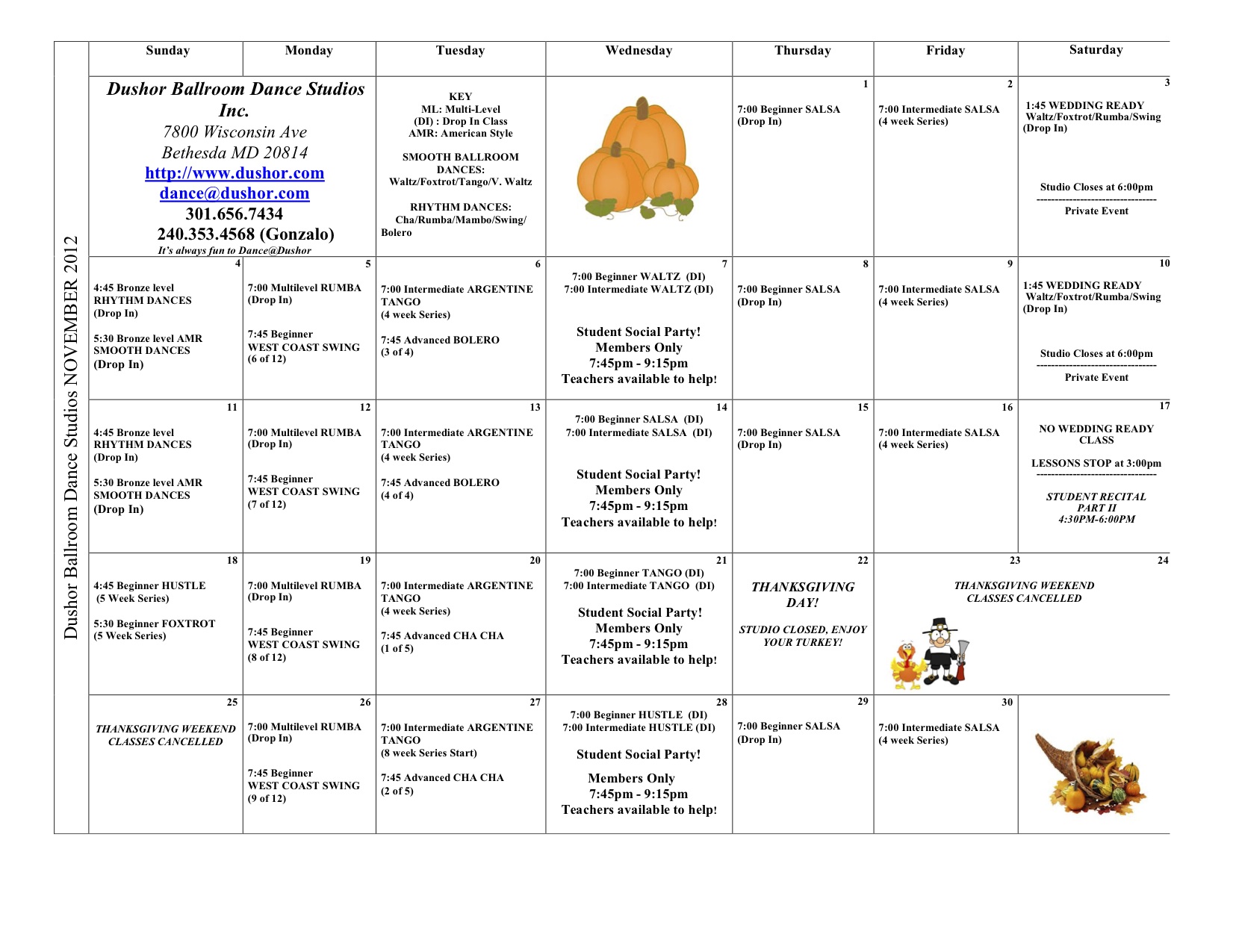 NOVEMBER Calendar, Please Email
                      Dance@dushor.com if you cannot view