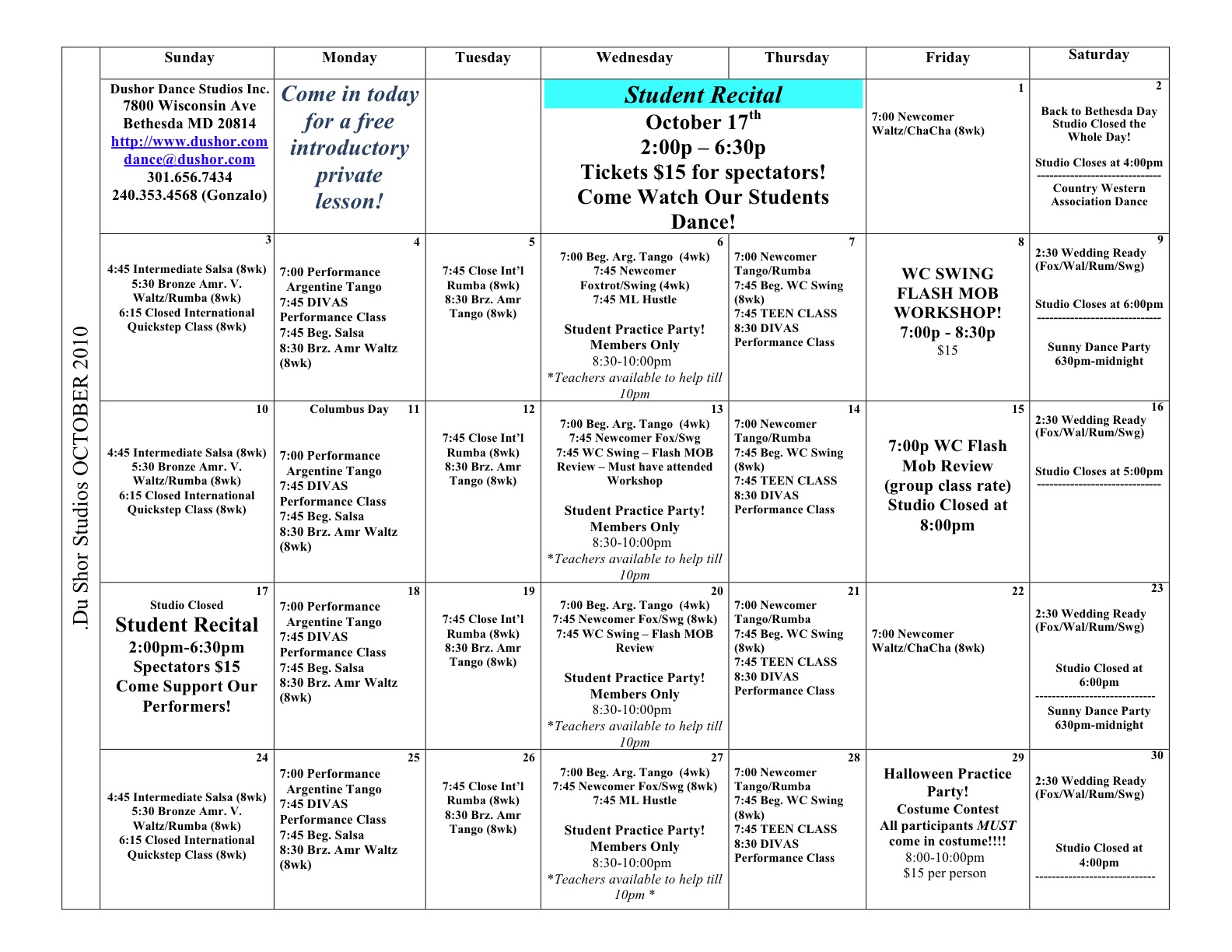 October Calendar