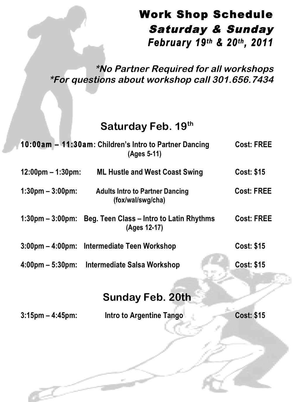 workshop schedule
